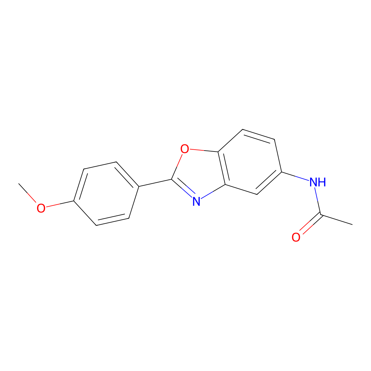 N-[2-(4-methoxyphenyl)-1,3-benzoxazol-5-yl]acetamide molecular structure, CAS 423736-26-9