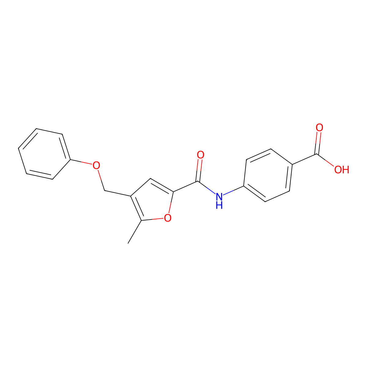 4-{[5-Methyl-4-(phenoxymethyl)-2-furoyl]amino}benzoic acid molecular structure, CAS 423736-32-7