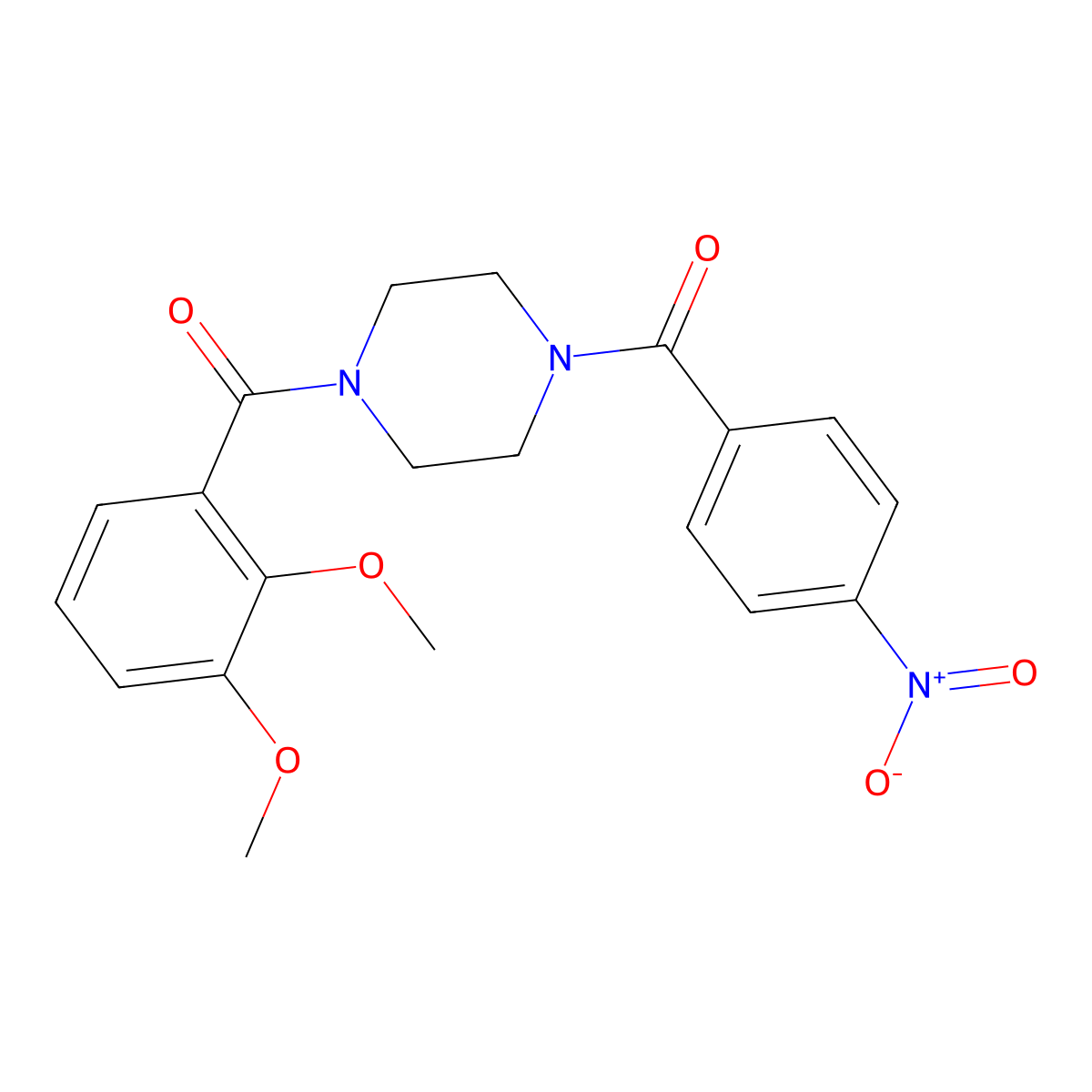 (2,3-Dimethoxyphenyl){4-[(4-nitrophenyl)carbonyl]piperazin-1-yl}methanone molecular structure, CAS 423736-64-5