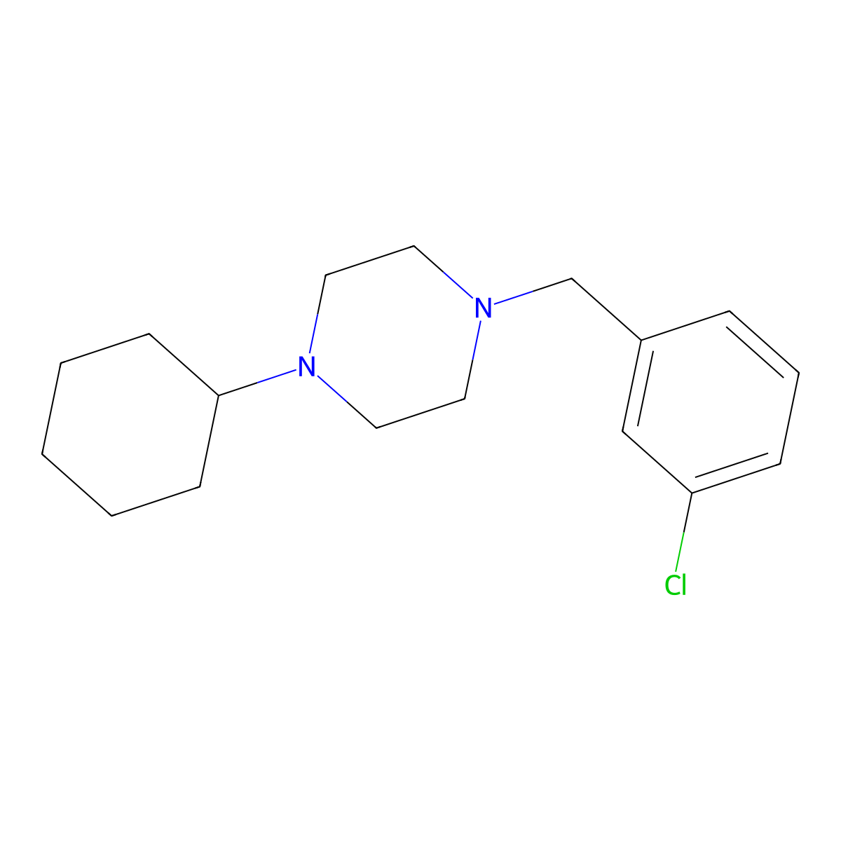 1-(3-Chlorobenzyl)-4-cyclohexylpiperazine molecular structure, CAS 423736-66-7