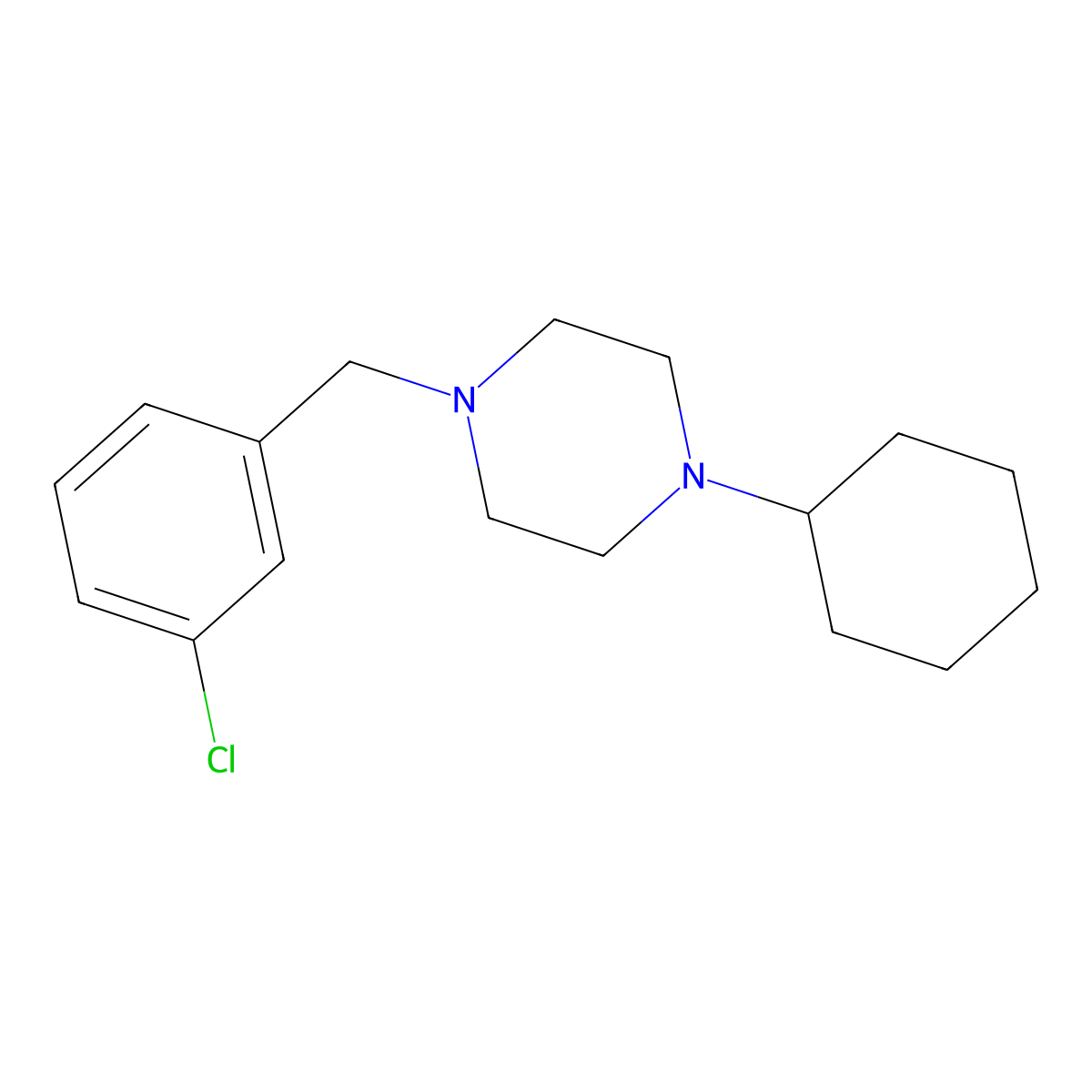 1-(3-Chlorobenzyl)-4-cyclohexylpiperazine molecular structure, CAS 423736-66-7
