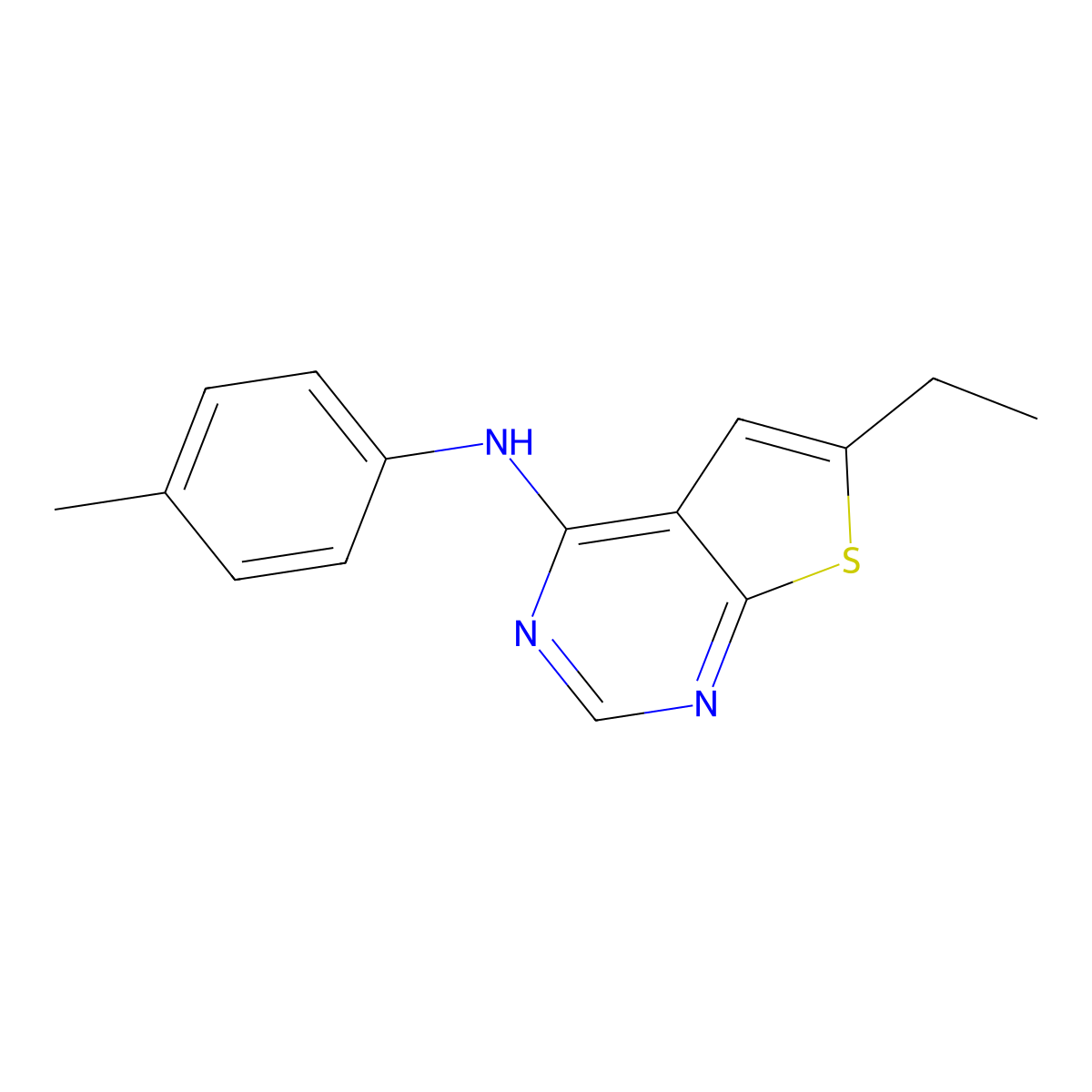 6-ethyl-N-(4-methylphenyl)thieno[2,3-d]pyrimidin-4-amine molecular structure, CAS 423736-67-8