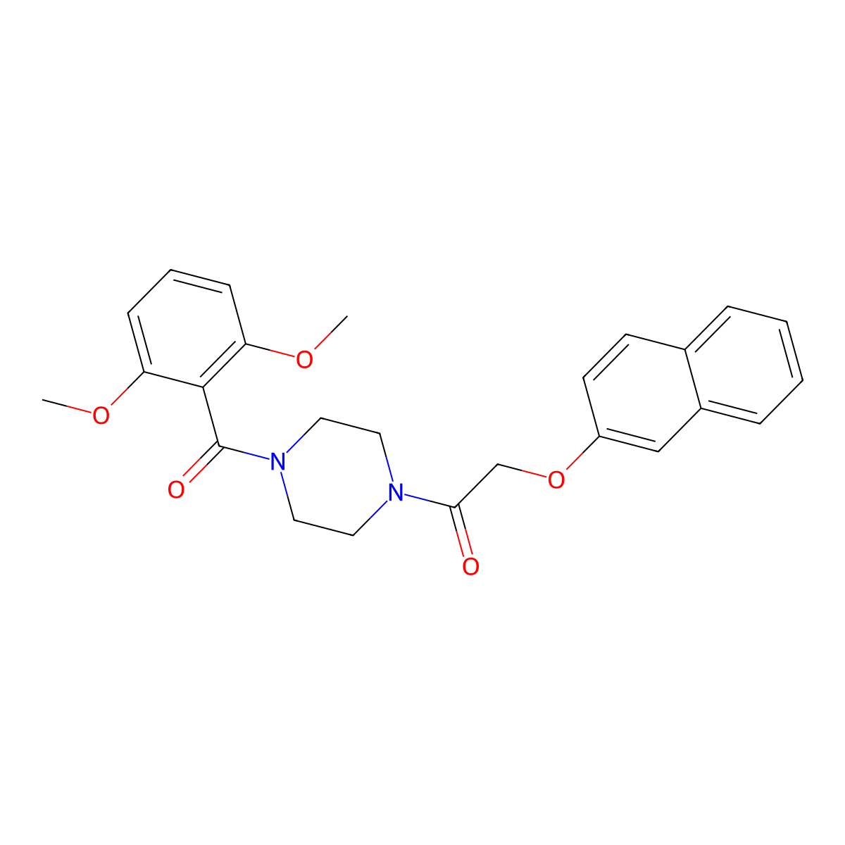 1-[4-(2,6-Dimethoxybenzoyl)piperazin-1-yl]-2-naphthalen-2-yloxyethanone molecular structure, CAS 423736-70-3