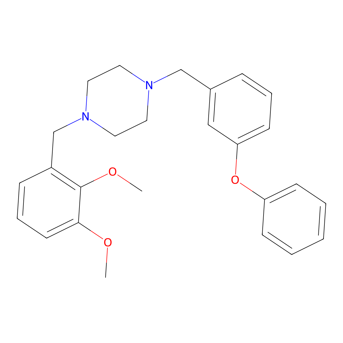 1-[(2,3-Dimethoxyphenyl)methyl]-4-[(3-phenoxyphenyl)methyl]piperazine molecular structure, CAS 423736-79-2