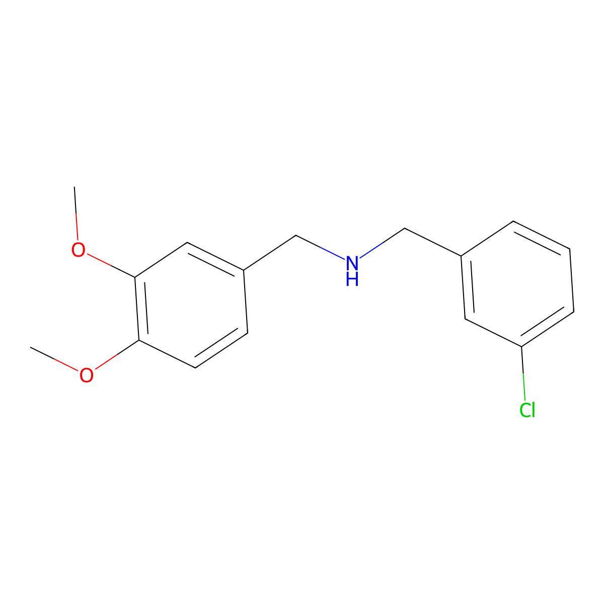 (3-Chlorobenzyl)(3,4-dimethoxybenzyl)amine molecular structure, CAS 423736-96-3