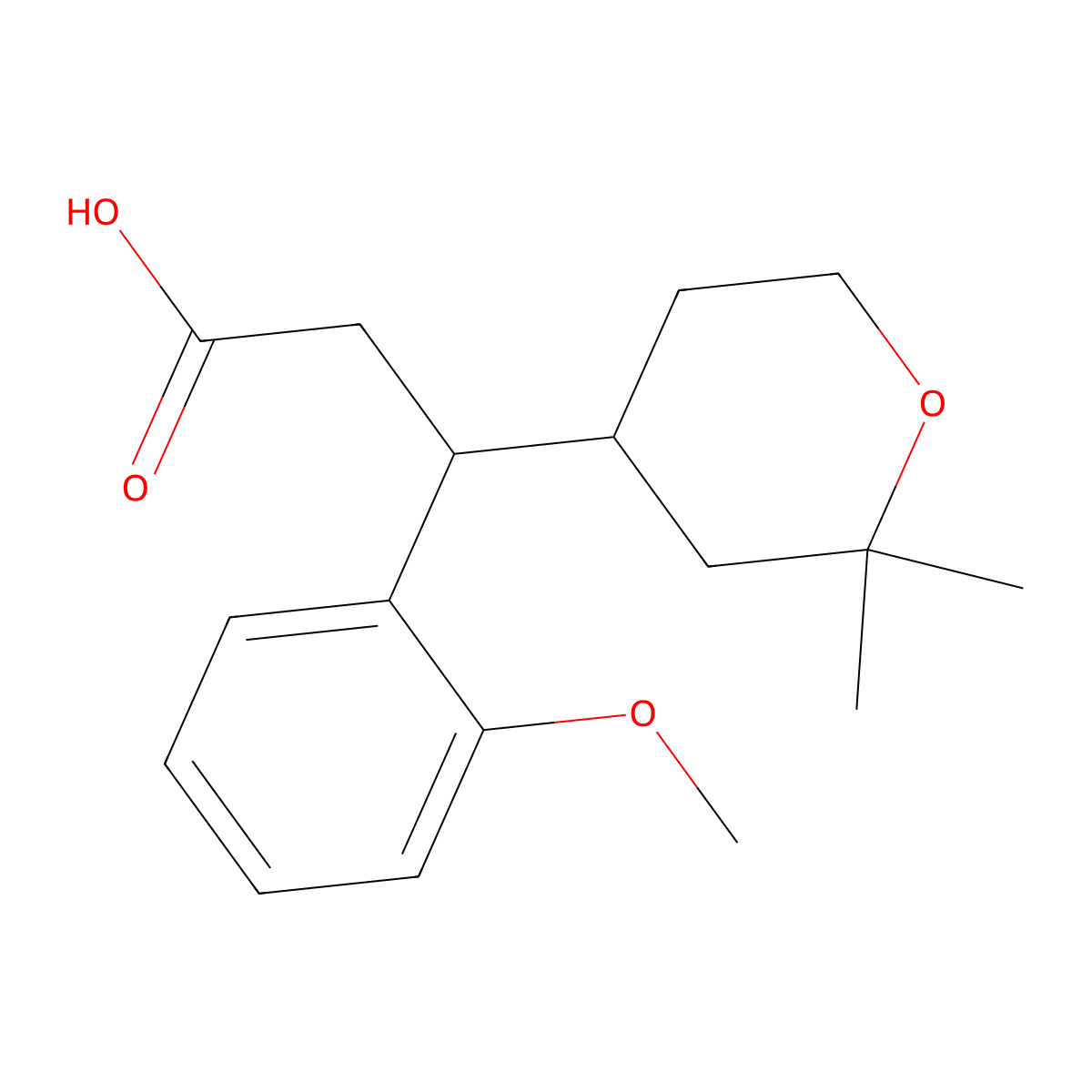 3-(2,2-dimethyloxan-4-yl)-3-(2-methoxyphenyl)propanoic Acid molecular structure, CAS 423736-99-6