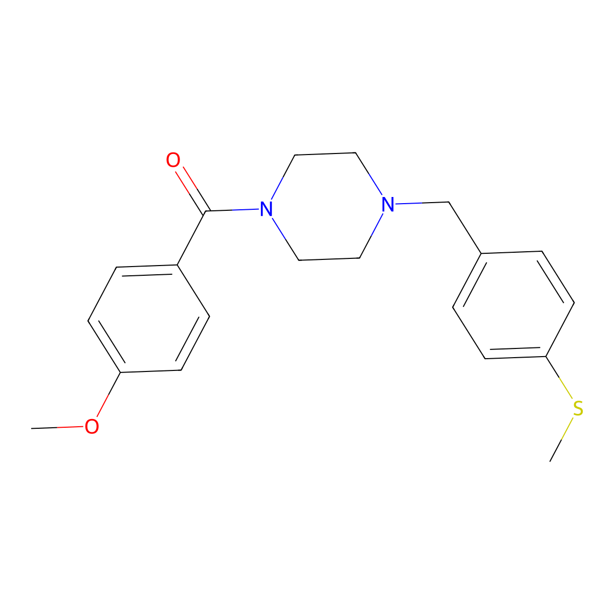 (4-Methoxyphenyl)-[4-[(4-methylsulfanylphenyl)methyl]piperazin-1-yl]methanone molecular structure, CAS 423737-28-4