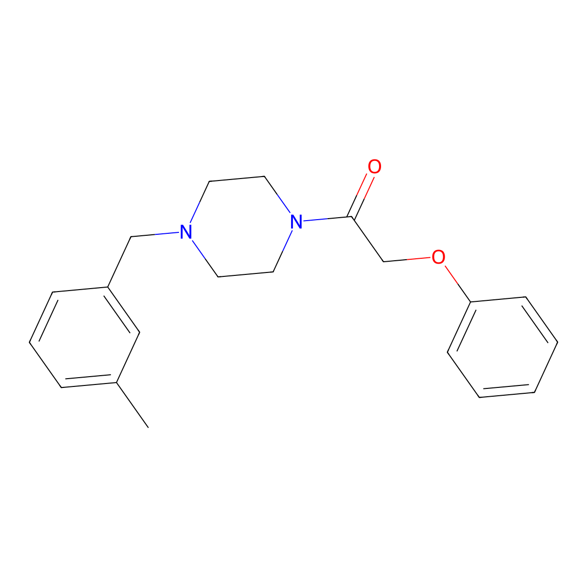 1-[4-(3-Methylbenzyl)piperazin-1-yl]-2-phenoxyethanone molecular structure, CAS 423737-31-9