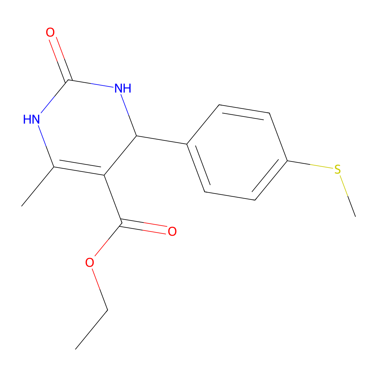 Ethyl 6-methyl-4-[4-(methylsulfanyl)phenyl]-2-oxo-1,2,3,4-tetrahydropyrimidine-5-carboxylate molecular structure, CAS 423737-44-4