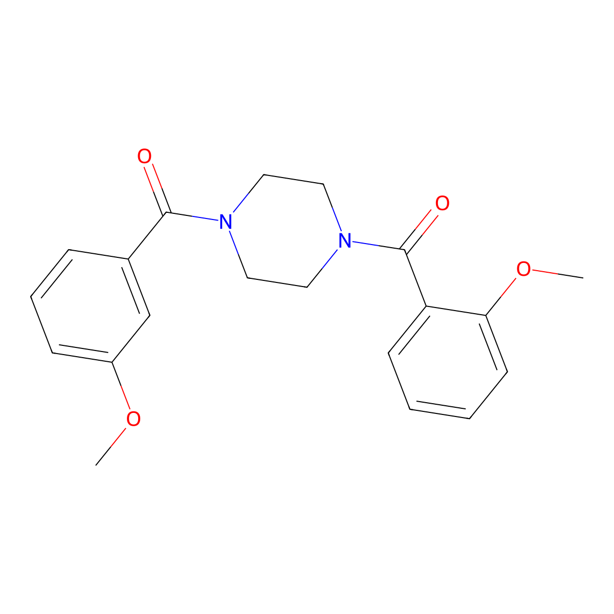 1-(2-Methoxybenzoyl)-4-(3-methoxybenzoyl)piperazine molecular structure, CAS 423737-50-2