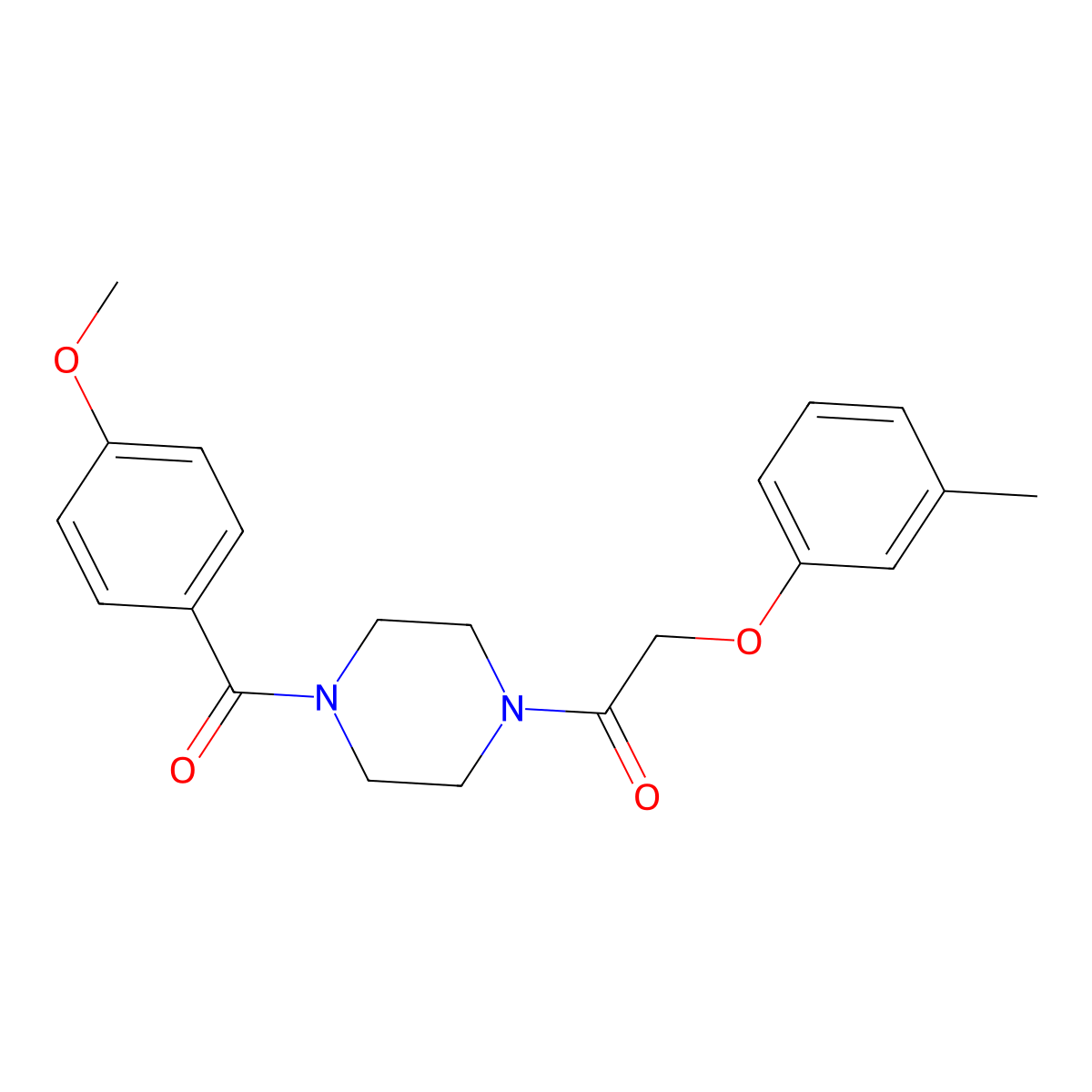 1-[4-(4-Methoxybenzoyl)piperazin-1-yl]-2-(3-methylphenoxy)ethanone molecular structure, CAS 423737-53-5