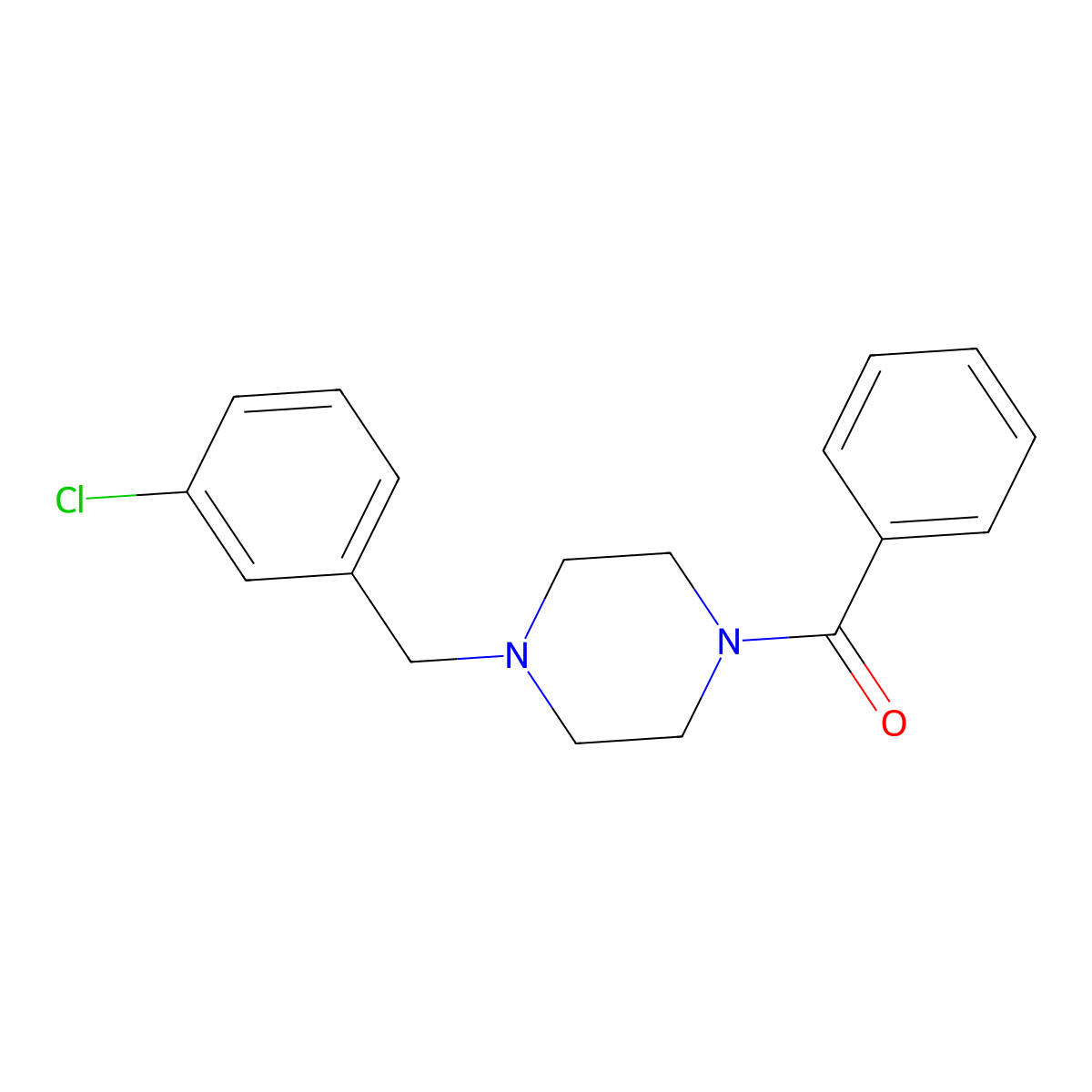 1-Benzoyl-4-(3-chlorobenzyl)piperazine molecular structure, CAS 423737-54-6
