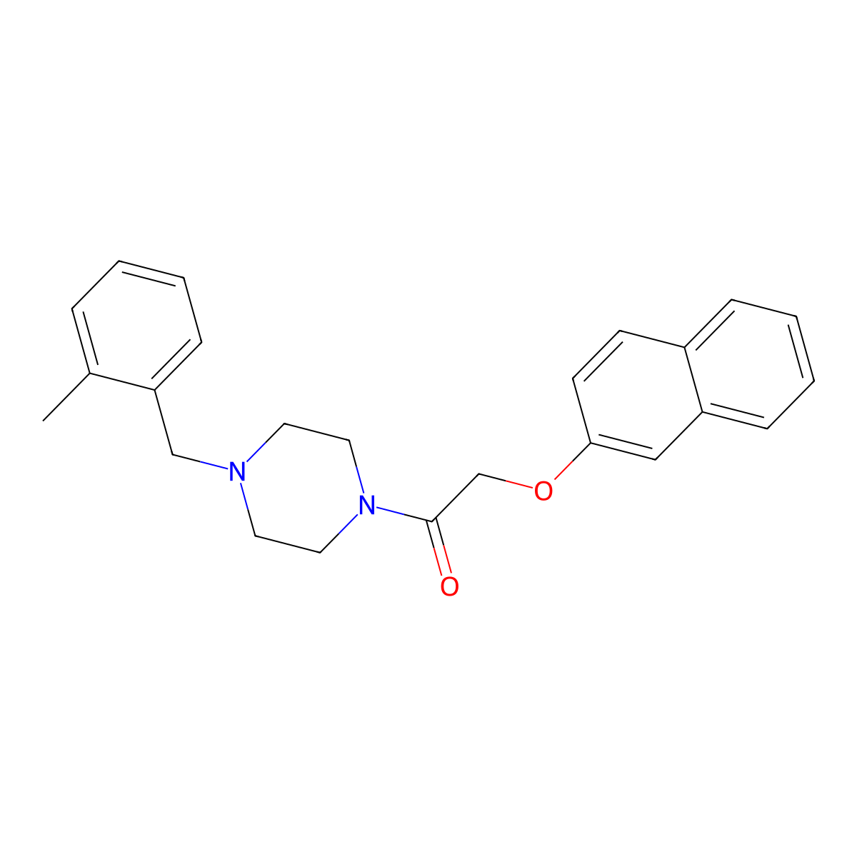1-[4-[(2-Methylphenyl)methyl]piperazin-1-yl]-2-naphthalen-2-yloxyethanone molecular structure, CAS 423737-57-9
