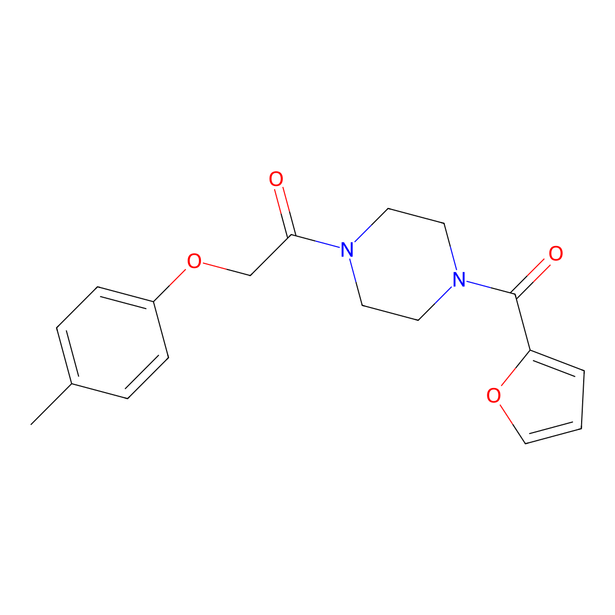 1-(2-Furoyl)-4-[(4-methylphenoxy)acetyl]piperazine molecular structure, CAS 423737-58-0