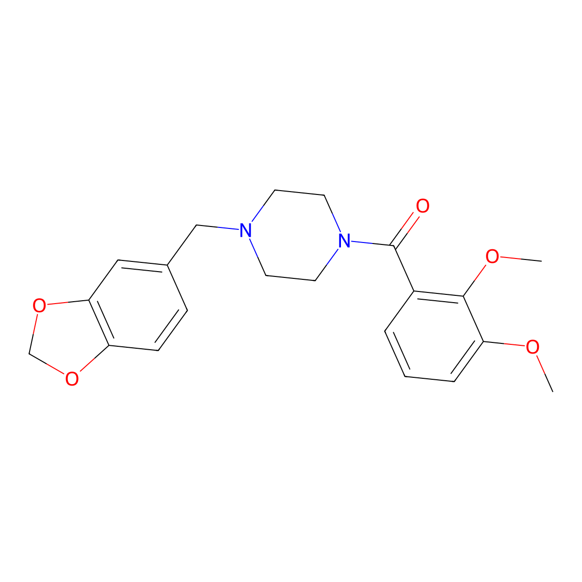 1-(1,3-Benzodioxol-5-ylmethyl)-4-(2,3-dimethoxybenzoyl)piperazine molecular structure, CAS 423737-60-4