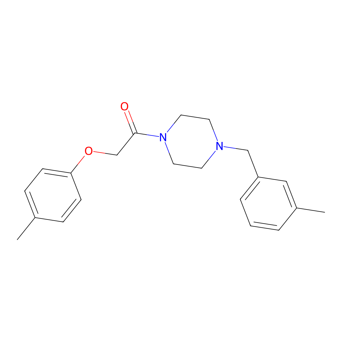 2-(4-Methylphenoxy)-1-[4-[(3-methylphenyl)methyl]piperazin-1-yl]ethanone molecular structure, CAS 423737-69-3