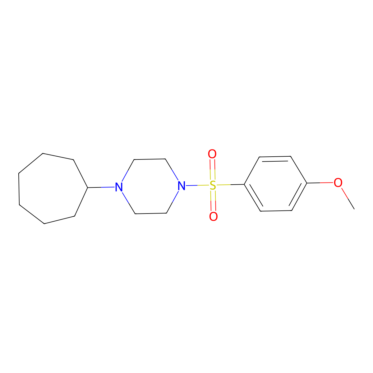 1-Cycloheptyl-4-[(4-methoxyphenyl)sulfonyl]piperazine molecular structure, CAS 423737-77-3