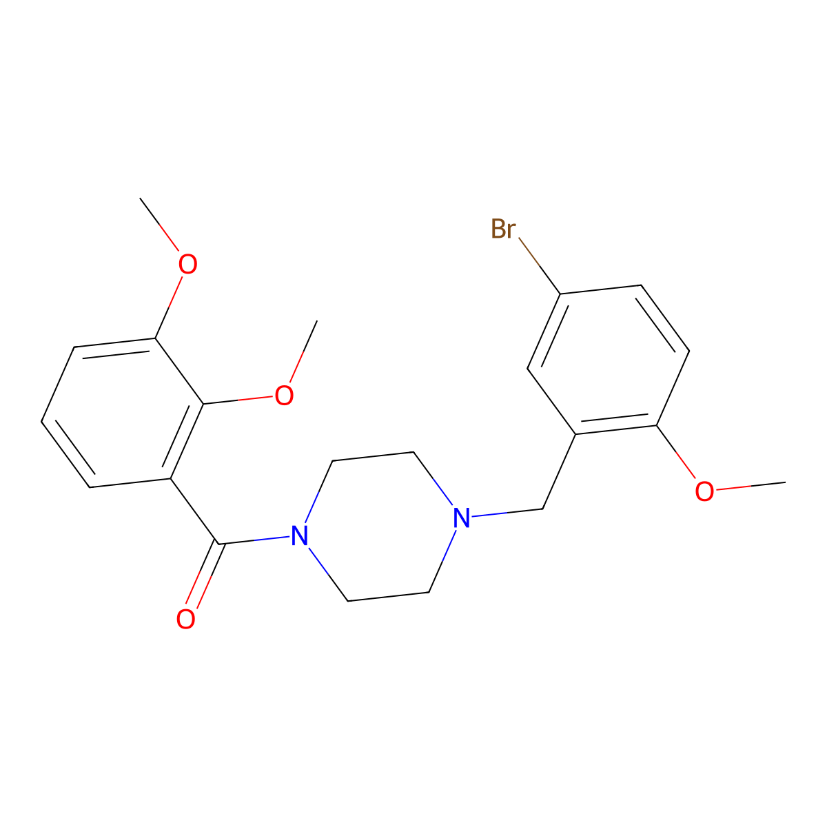 1-(5-Bromo-2-methoxybenzyl)-4-(2,3-dimethoxybenzoyl)piperazine molecular structure, CAS 423737-95-5