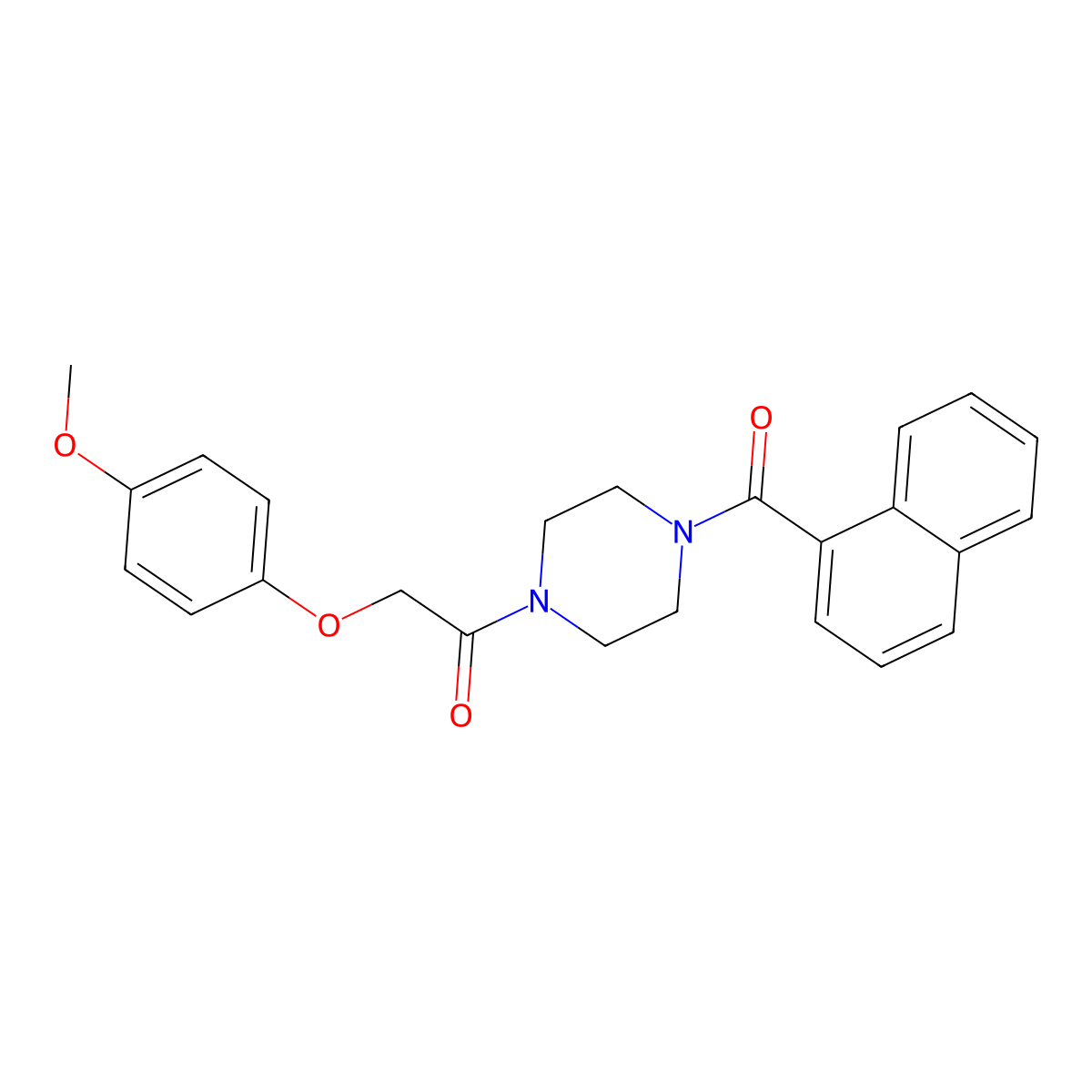 2-(4-Methoxyphenoxy)-1-[4-(naphthalene-1-carbonyl)piperazin-1-yl]ethanone molecular structure, CAS 423737-96-6