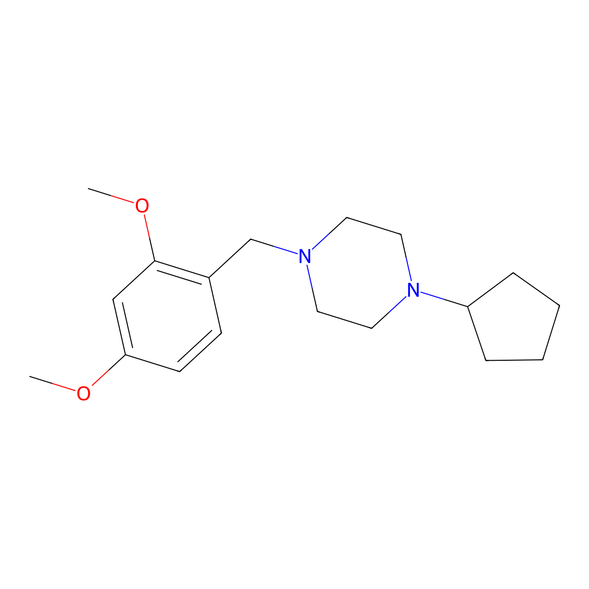 1-Cyclopentyl-4-(2,4-dimethoxybenzyl)piperazine molecular structure, CAS 423738-09-4