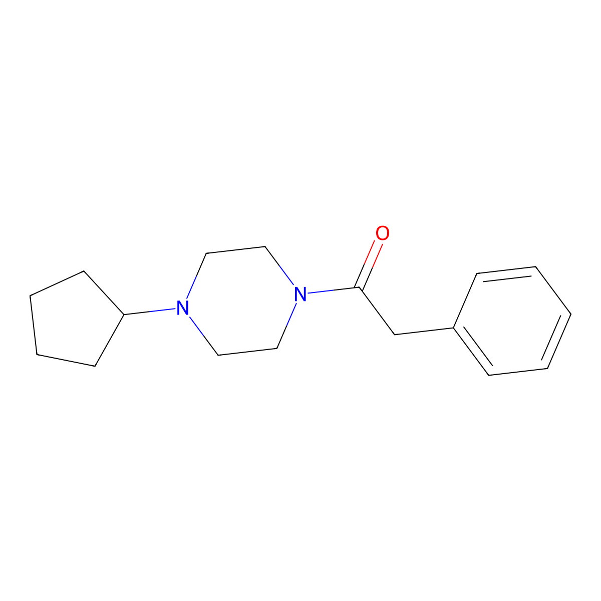 1-Cyclopentyl-4-(phenylacetyl)piperazine molecular structure, CAS 423738-12-9