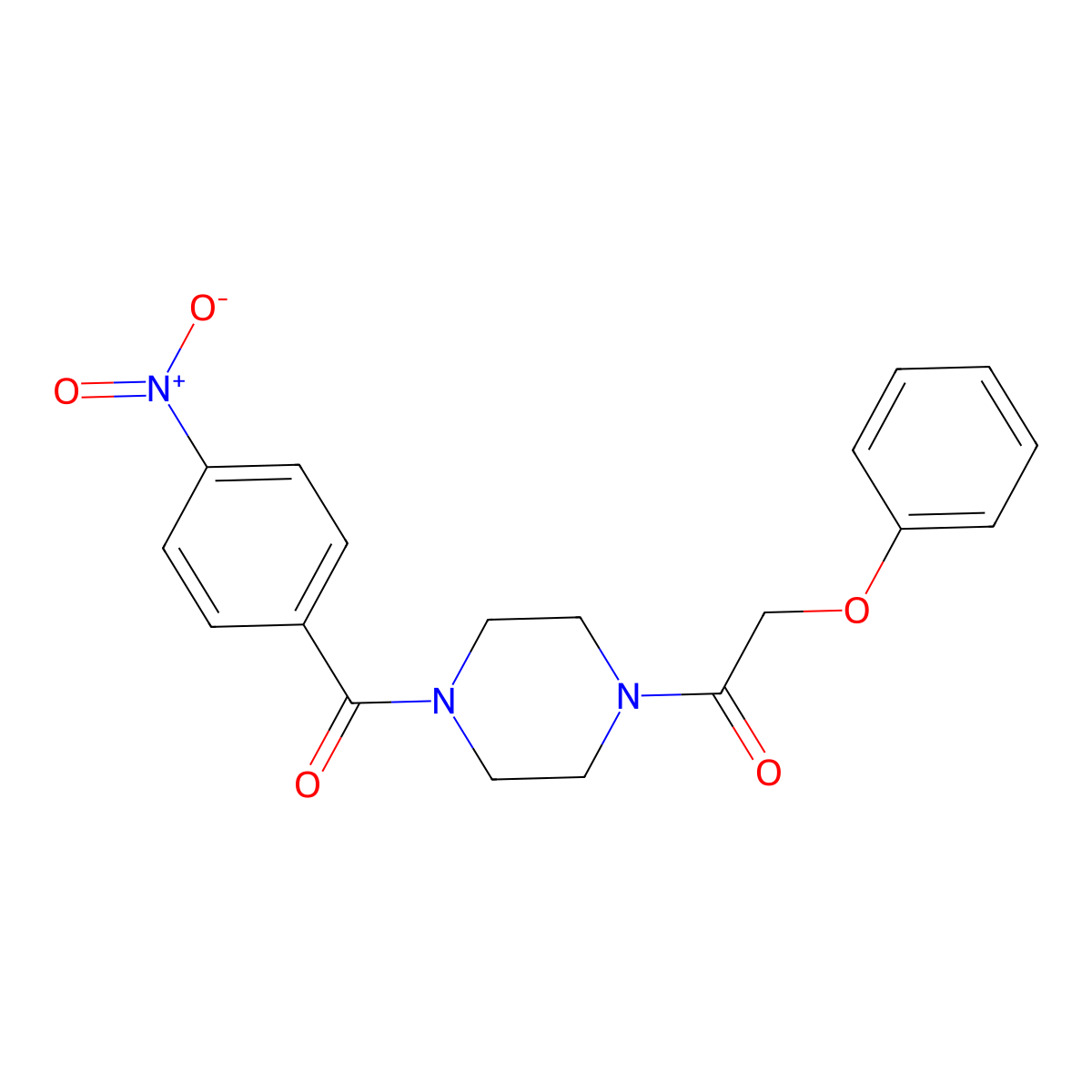 1-{4-[(4-Nitrophenyl)carbonyl]piperazin-1-yl}-2-phenoxyethanone molecular structure, CAS 423738-16-3