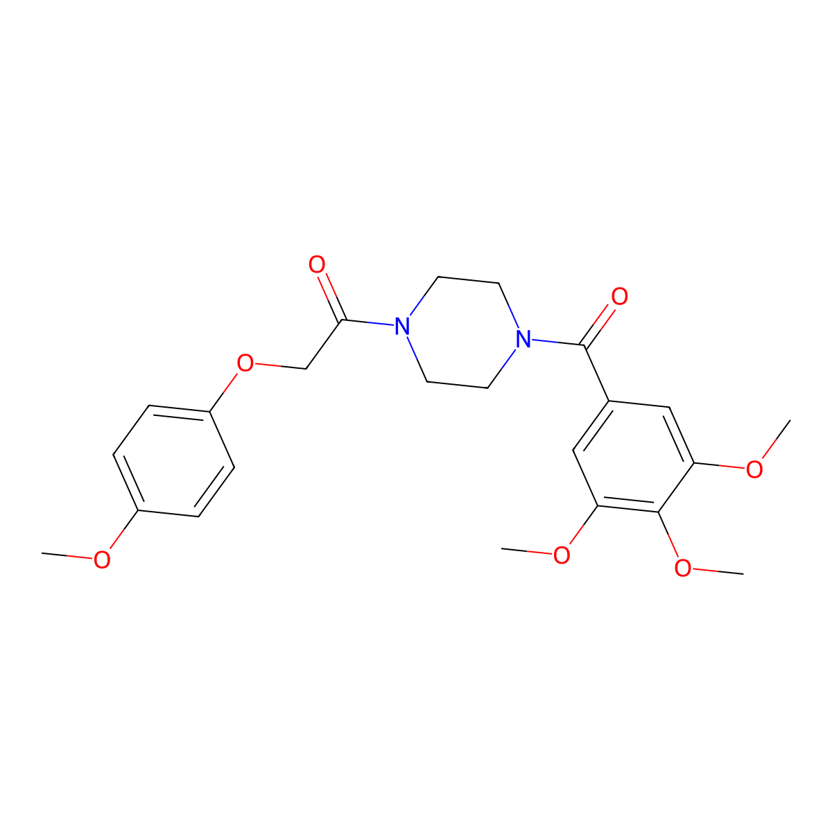2-(4-Methoxyphenoxy)-1-[4-(3,4,5-trimethoxybenzoyl)piperazin-1-yl]ethanone molecular structure, CAS 423738-22-1