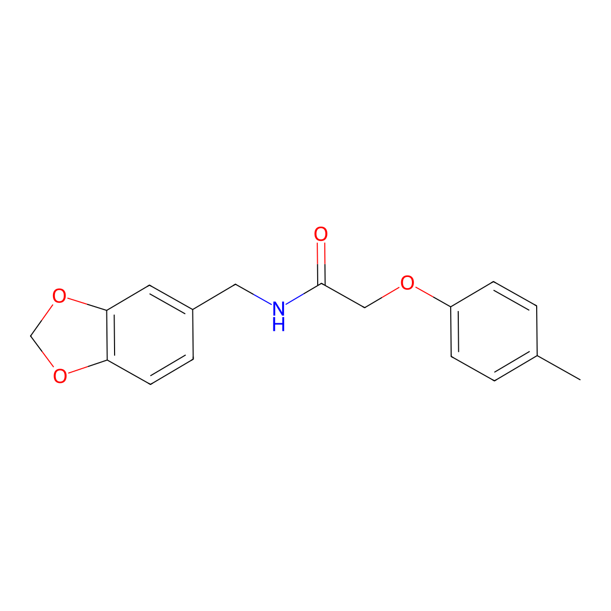 N-(1,3-benzodioxol-5-ylmethyl)-2-(4-methylphenoxy)acetamide molecular structure, CAS 423738-31-2