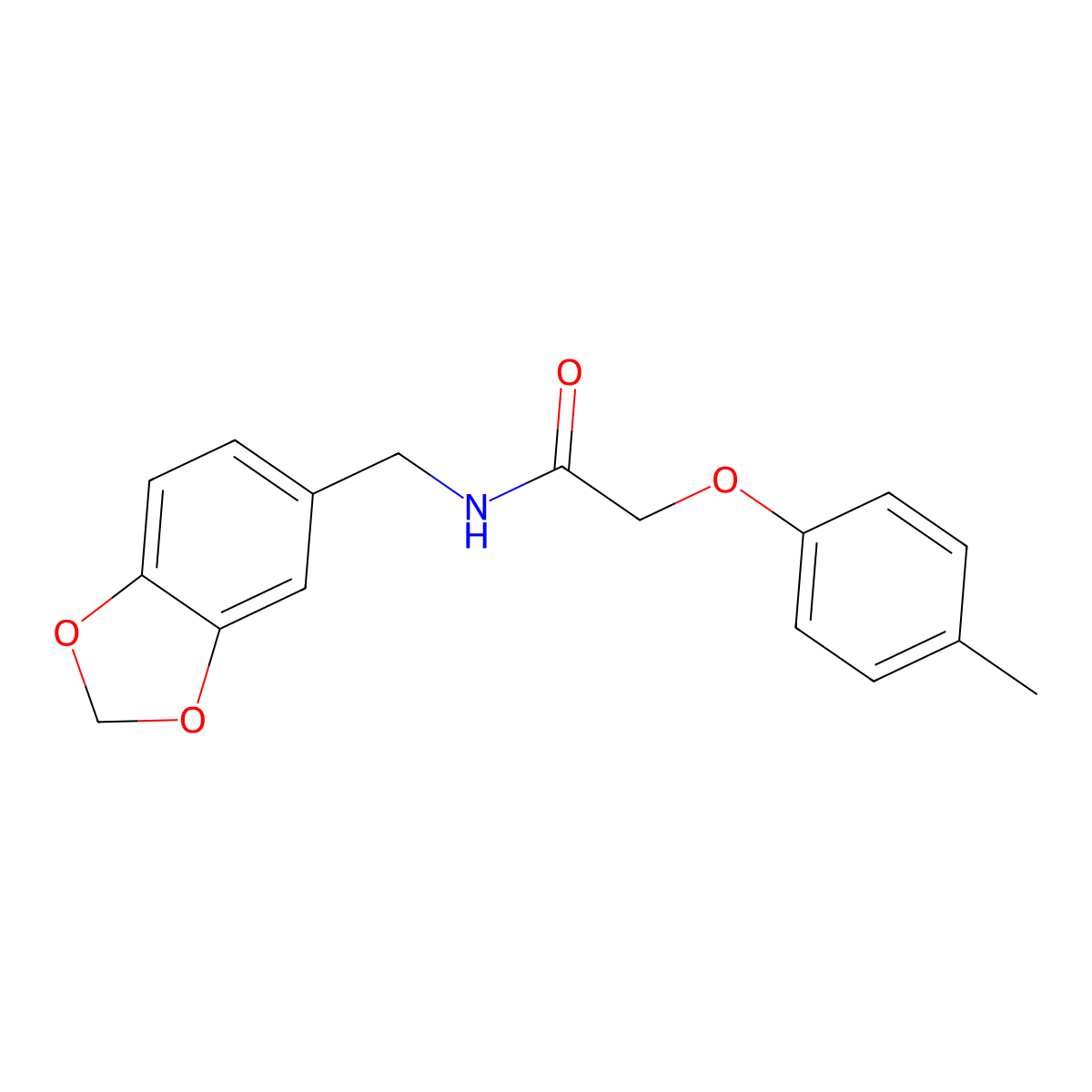 N-(1,3-benzodioxol-5-ylmethyl)-2-(4-methylphenoxy)acetamide molecular structure, CAS 423738-31-2