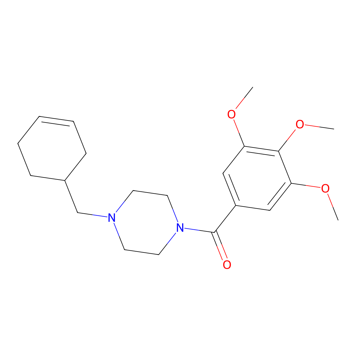 [4-(Cyclohex-3-en-1-ylmethyl)piperazin-1-yl]-(3,4,5-trimethoxyphenyl)methanone molecular structure, CAS 423738-32-3