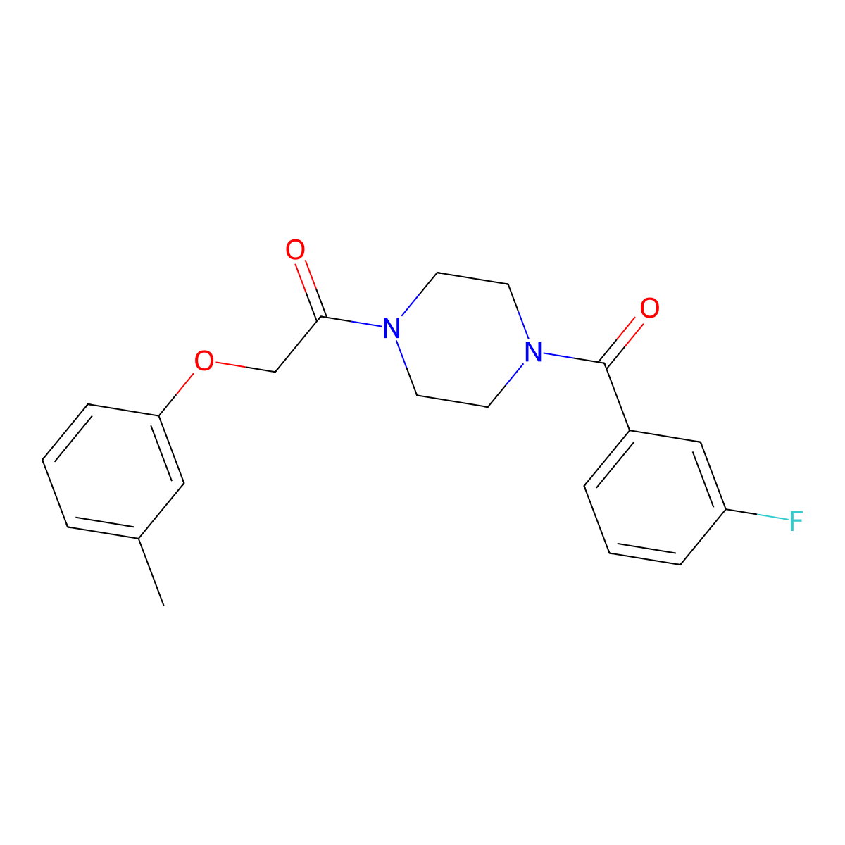 1-[4-(3-Fluorobenzoyl)piperazin-1-yl]-2-(3-methylphenoxy)ethanone molecular structure, CAS 423738-34-5