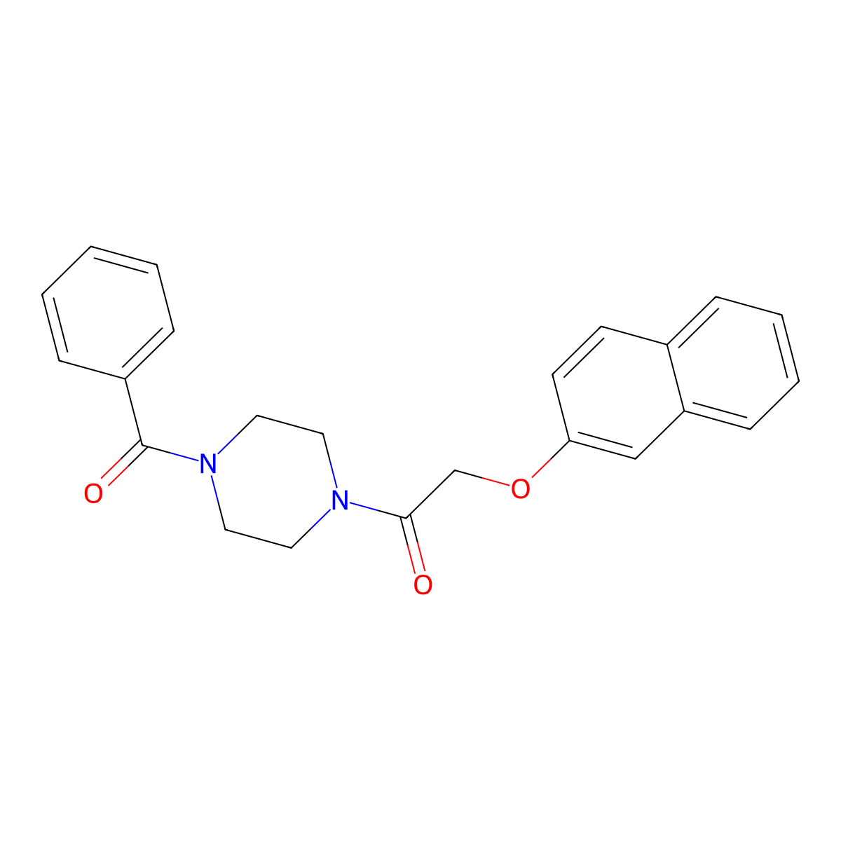 1-Benzoyl-4-[(2-naphthyloxy)acetyl]piperazine molecular structure, CAS 423738-43-6