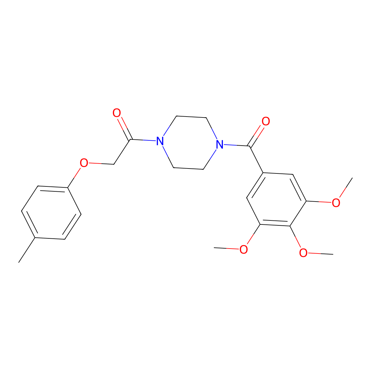 2-(4-Methylphenoxy)-1-[4-(3,4,5-trimethoxybenzoyl)piperazin-1-yl]ethanone molecular structure, CAS 423738-46-9