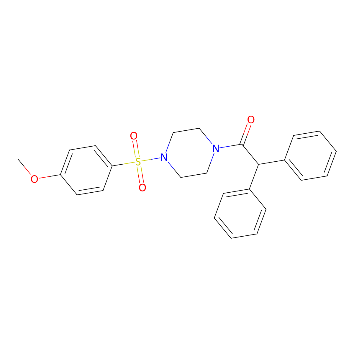 1-[4-(4-Methoxyphenyl)sulfonylpiperazin-1-yl]-2,2-diphenylethanone molecular structure, CAS 423738-60-7