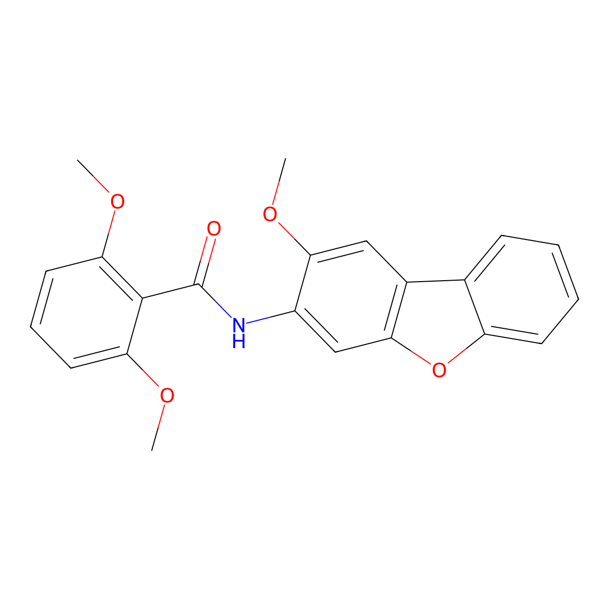 2,6-dimethoxy-N-(2-methoxydibenzofuran-3-yl)benzamide molecular structure, CAS 423738-65-2