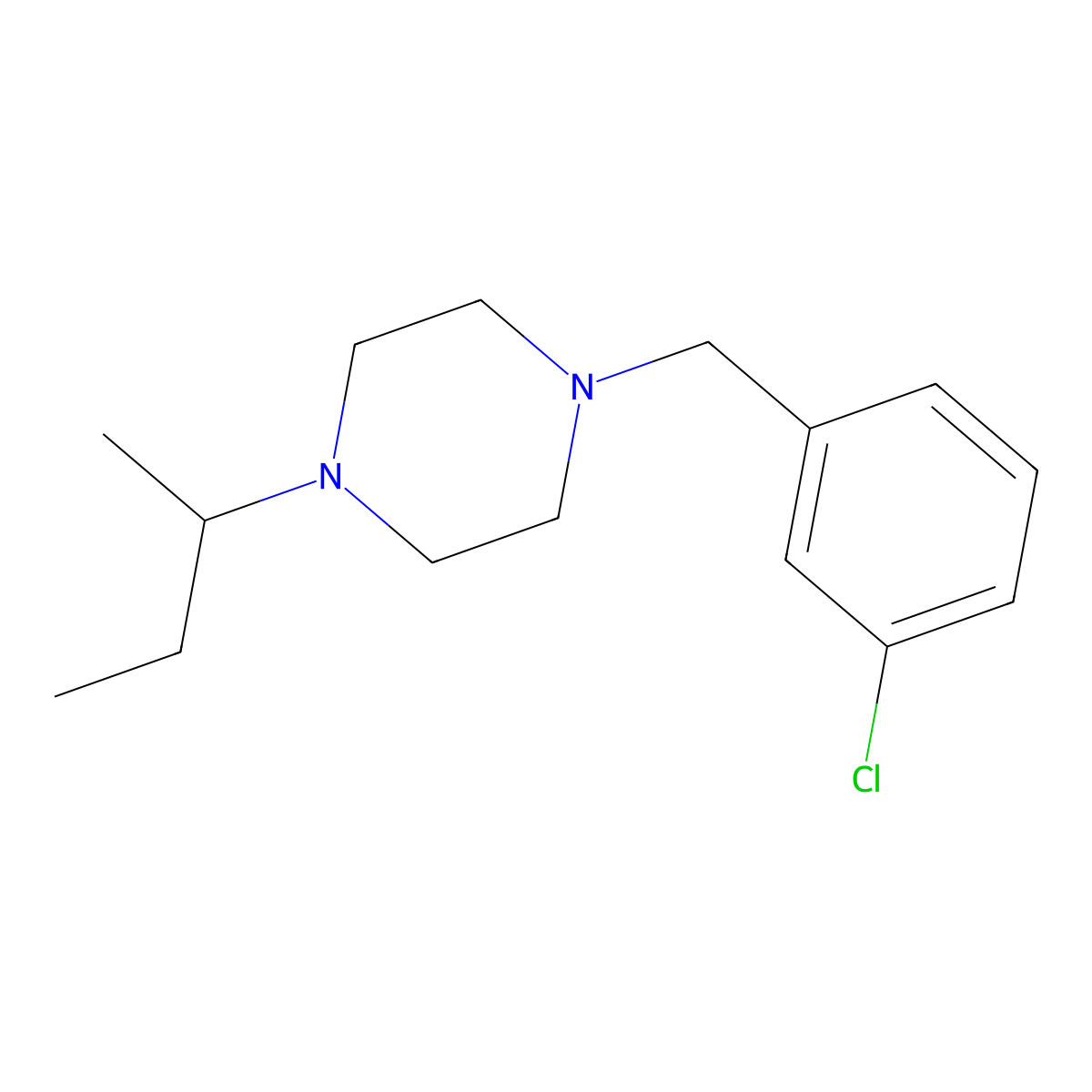 1-(Butan-2-yl)-4-(3-chlorobenzyl)piperazine molecular structure, CAS 423738-67-4