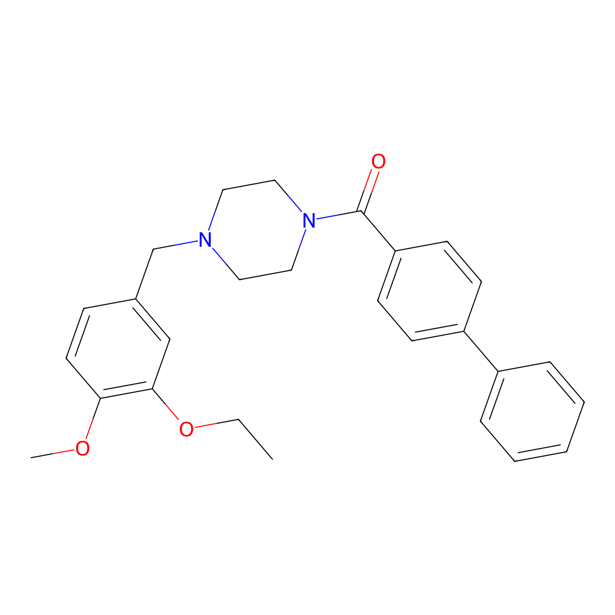 Biphenyl-4-yl[4-(3-ethoxy-4-methoxybenzyl)piperazin-1-yl]methanone molecular structure, CAS 423738-75-4