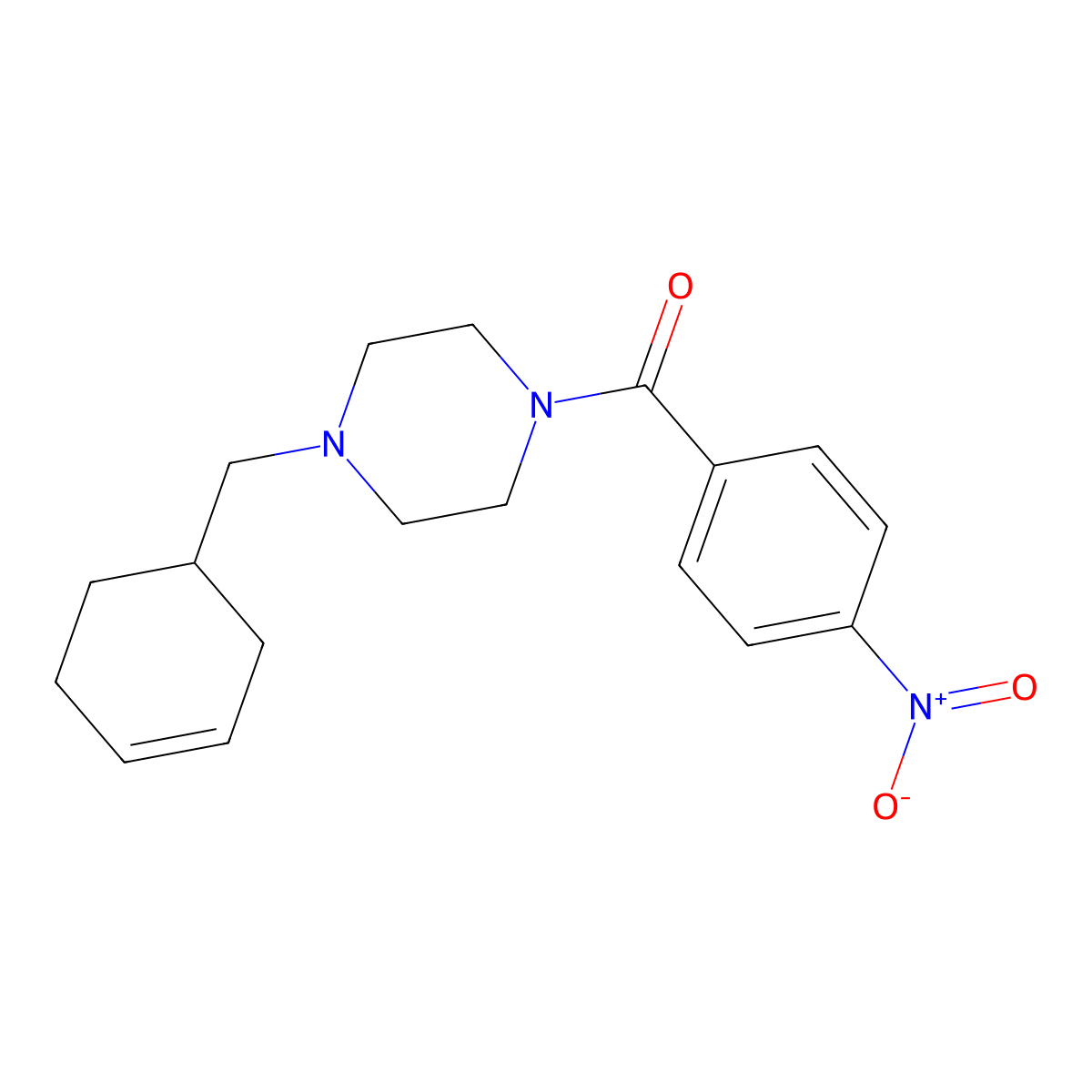 [4-(Cyclohex-3-en-1-ylmethyl)piperazin-1-yl]-(4-nitrophenyl)methanone molecular structure, CAS 423738-81-2