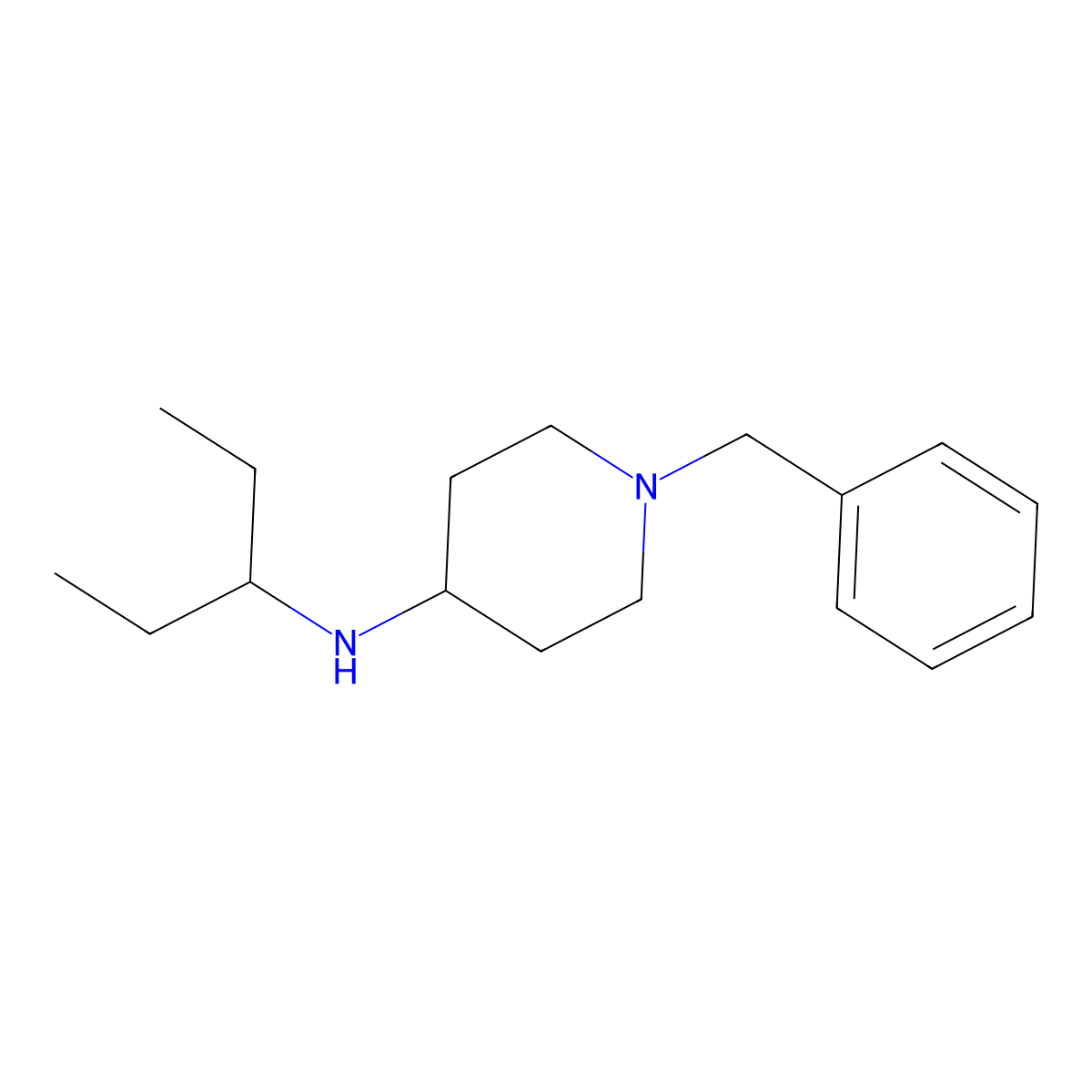 1-benzyl-N-(pentan-3-yl)piperidin-4-amine molecular structure, CAS 423738-91-4