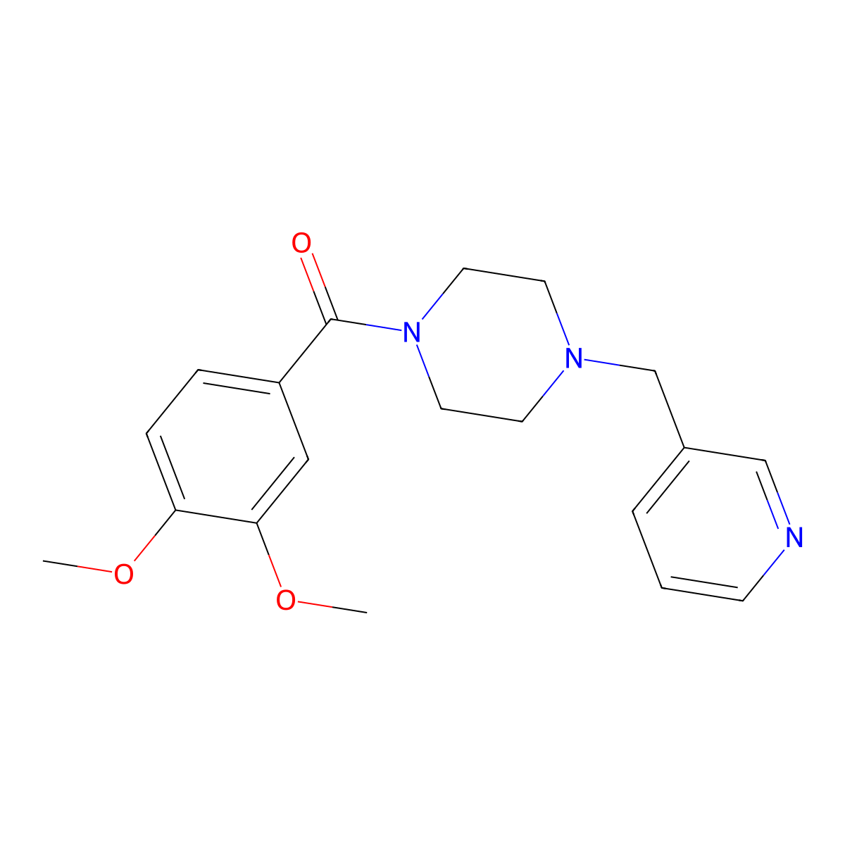 (3,4-Dimethoxyphenyl)-[4-(pyridin-3-ylmethyl)piperazin-1-yl]methanone molecular structure, CAS 423738-92-5