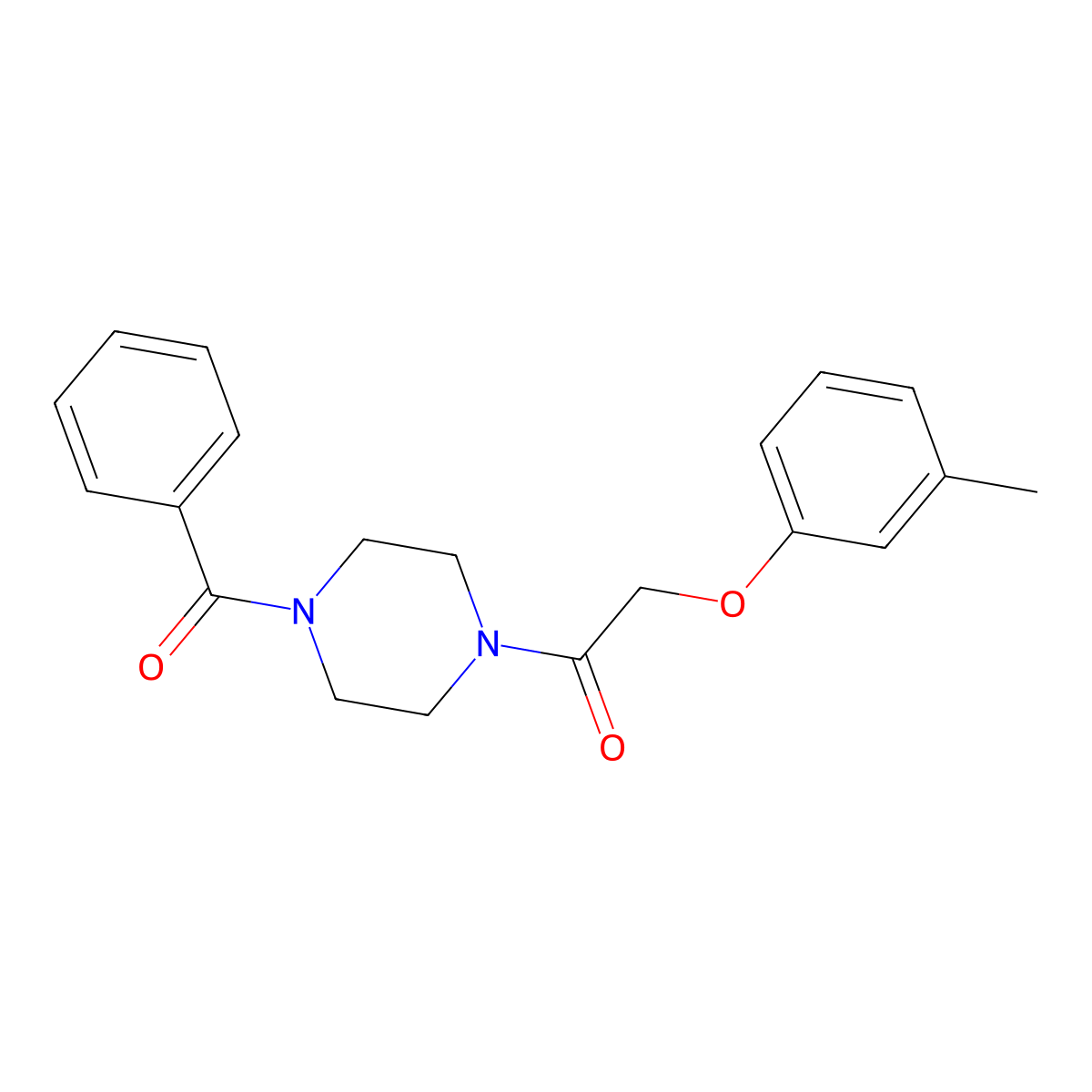 1-(4-Benzoylpiperazin-1-yl)-2-(3-methylphenoxy)ethanone molecular structure, CAS 423738-99-2
