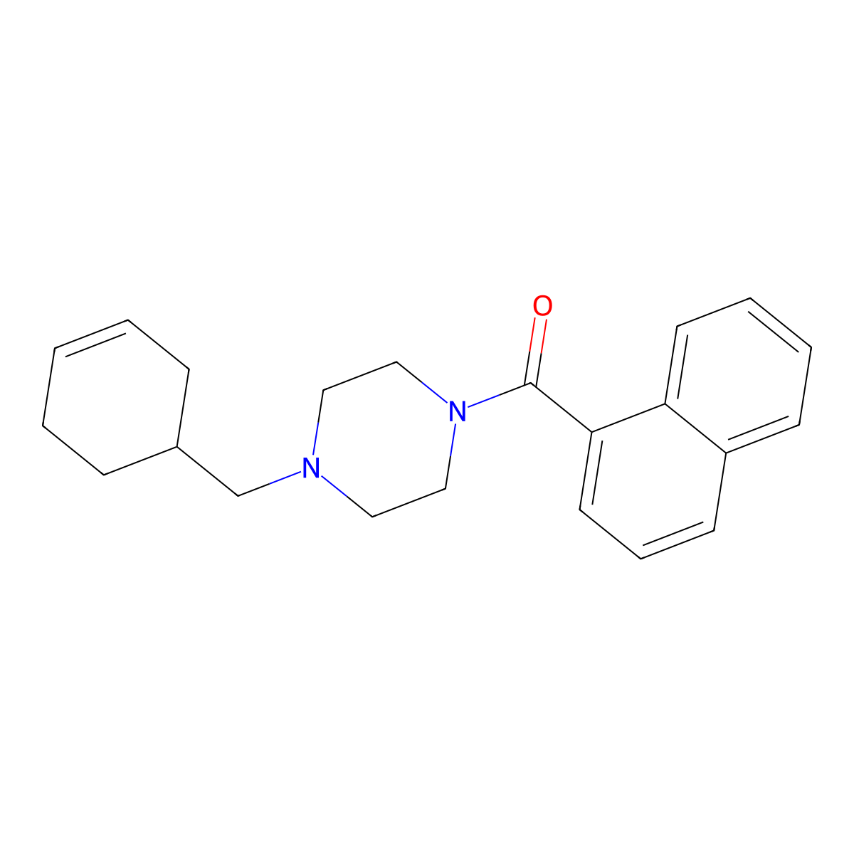 [4-(Cyclohex-3-en-1-ylmethyl)piperazin-1-yl]-naphthalen-1-ylmethanone molecular structure, CAS 423739-00-8
