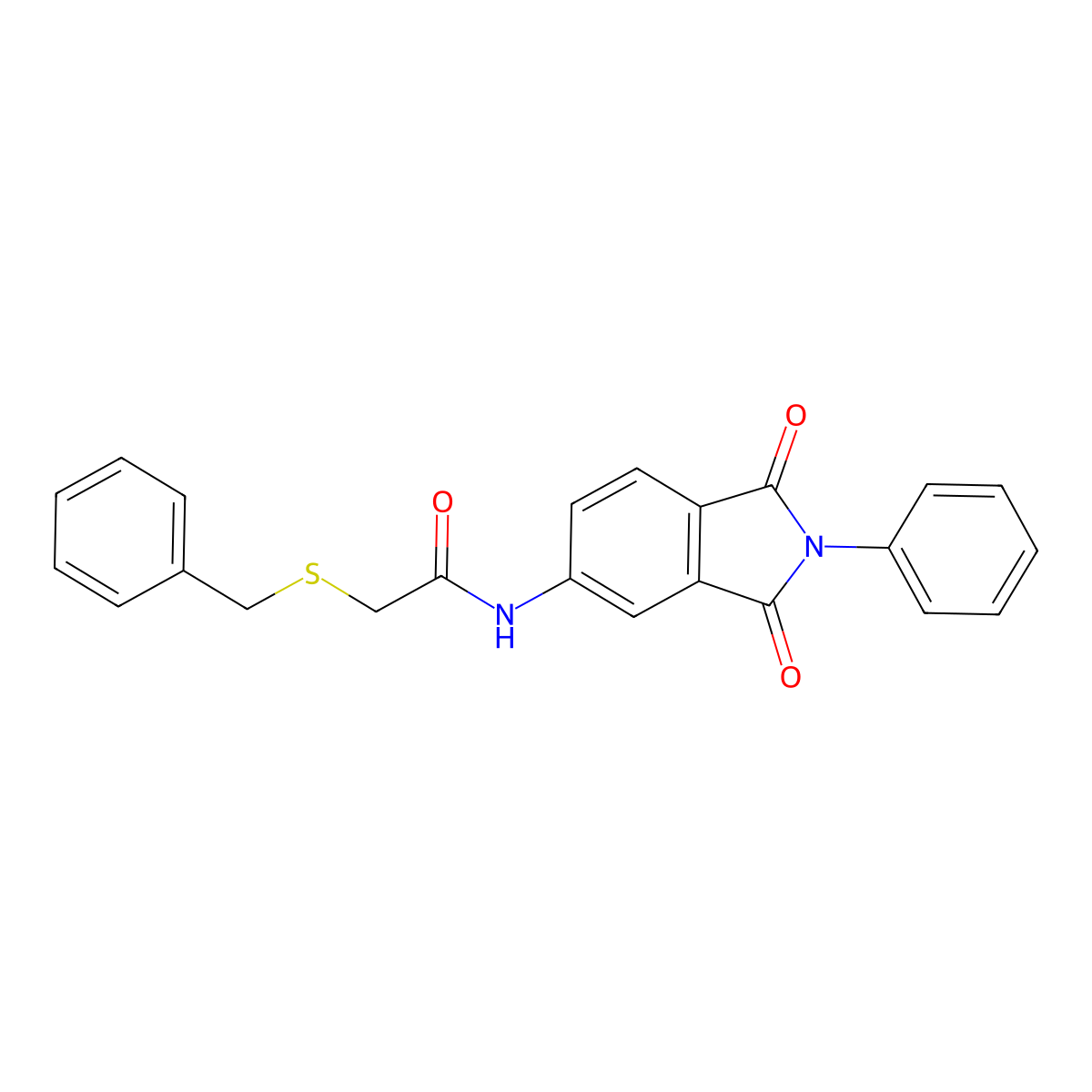 2-benzylsulfanyl-N-(1,3-dioxo-2-phenylisoindol-5-yl)acetamide molecular structure, CAS 423739-04-2