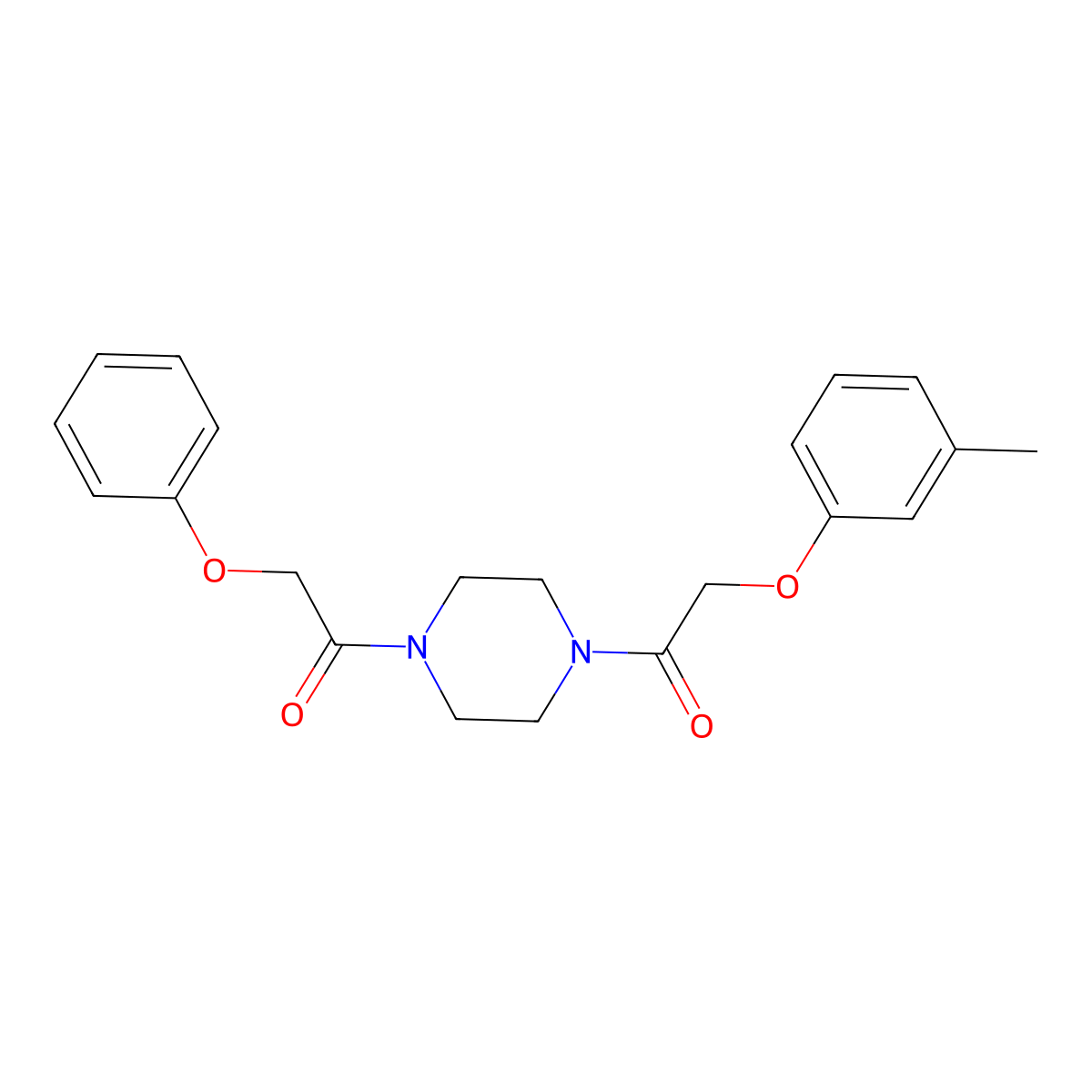 1-[4-[2-(3-Methylphenoxy)acetyl]piperazin-1-yl]-2-phenoxyethanone molecular structure, CAS 423739-12-2
