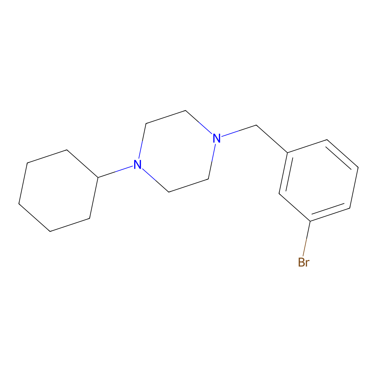 1-(3-Bromobenzyl)-4-cyclohexylpiperazine molecular structure, CAS 423739-28-0