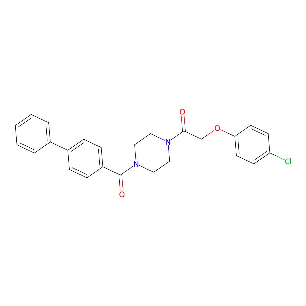 2-(4-Chlorophenoxy)-1-[4-(4-phenylbenzoyl)piperazin-1-yl]ethanone molecular structure, CAS 423739-49-5