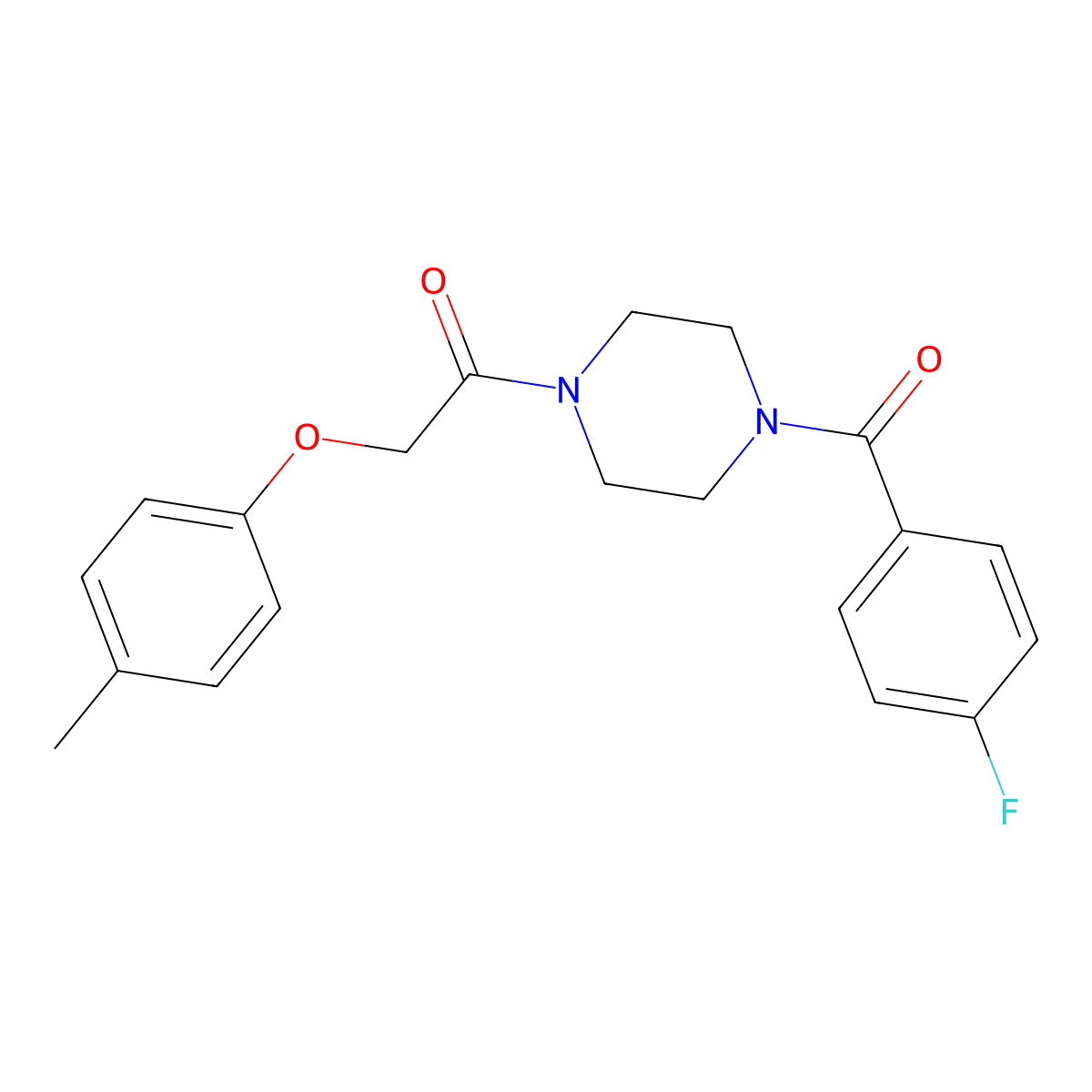 1-[4-(4-Fluorobenzoyl)piperazin-1-yl]-2-(4-methylphenoxy)ethanone molecular structure, CAS 423739-57-5