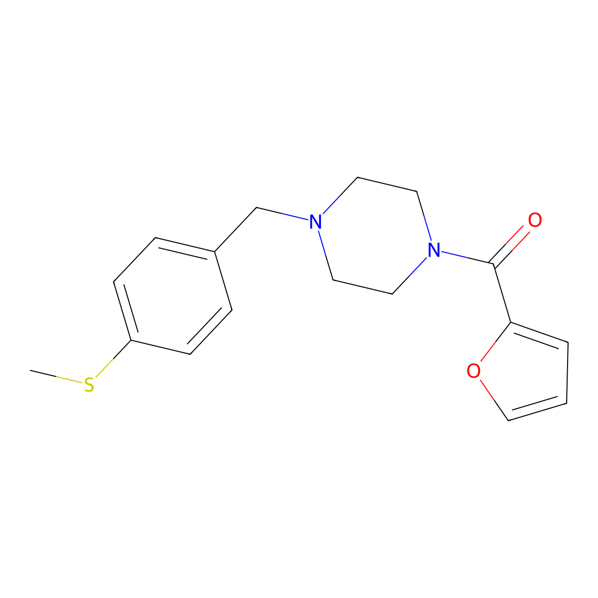 Furan-2-yl-[4-[(4-methylsulfanylphenyl)methyl]piperazin-1-yl]methanone molecular structure, CAS 423739-64-4