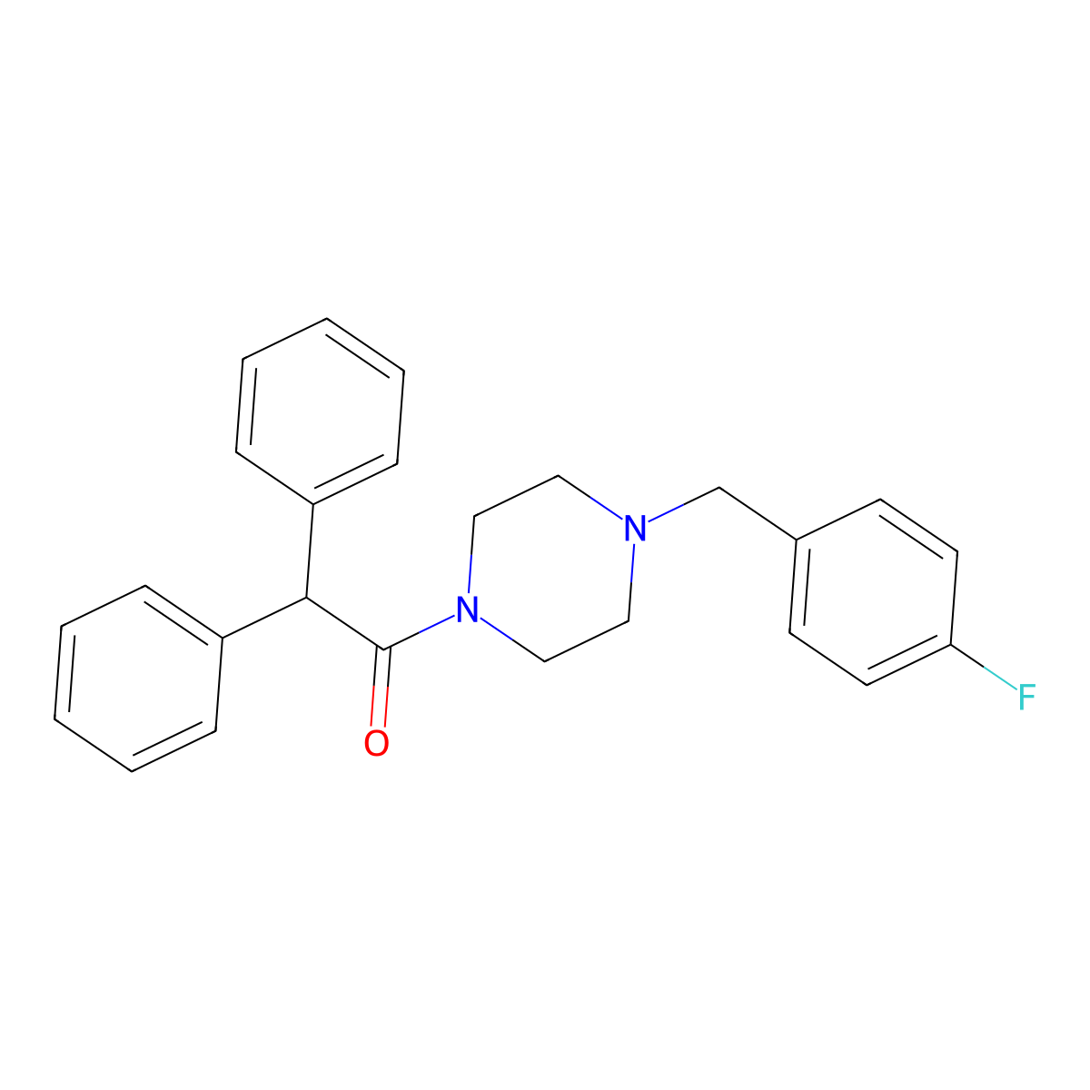 1-[4-[(4-Fluorophenyl)methyl]piperazin-1-yl]-2,2-diphenylethanone molecular structure, CAS 423739-67-7