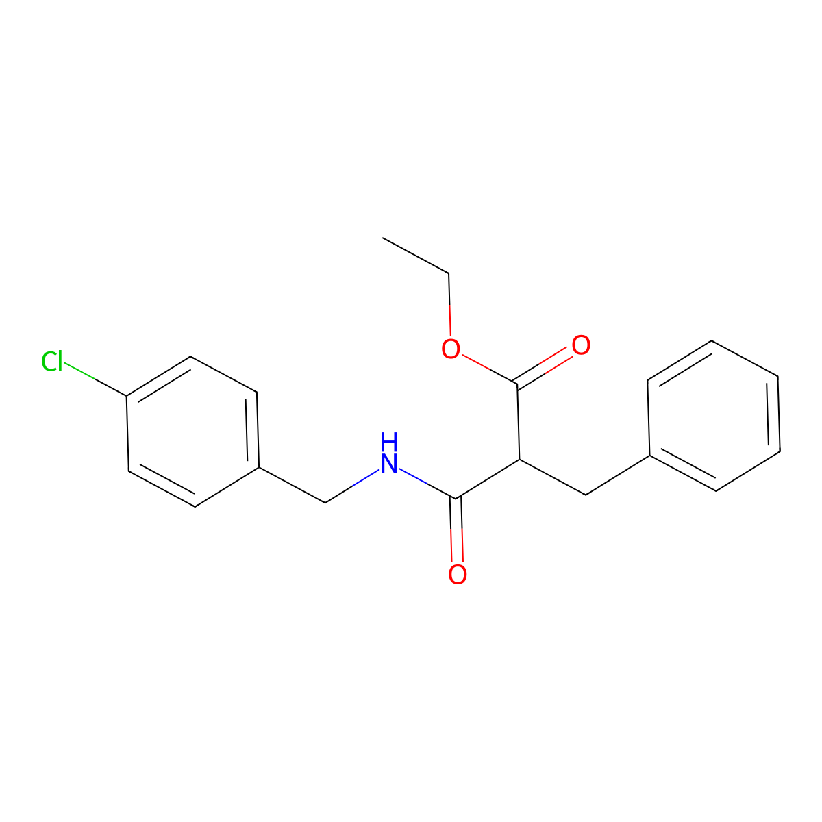 Ethyl 2-benzyl-3-[(4-chlorobenzyl)amino]-3-oxopropanoate molecular structure, CAS 423739-69-9